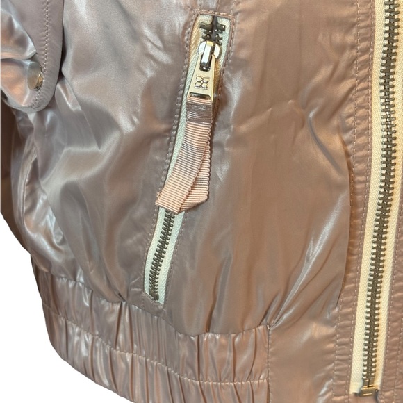 BCBGMAXAZRIA Runway Collection Crop Pink Beige Windbreaker Jacket - Picture 4 of 8